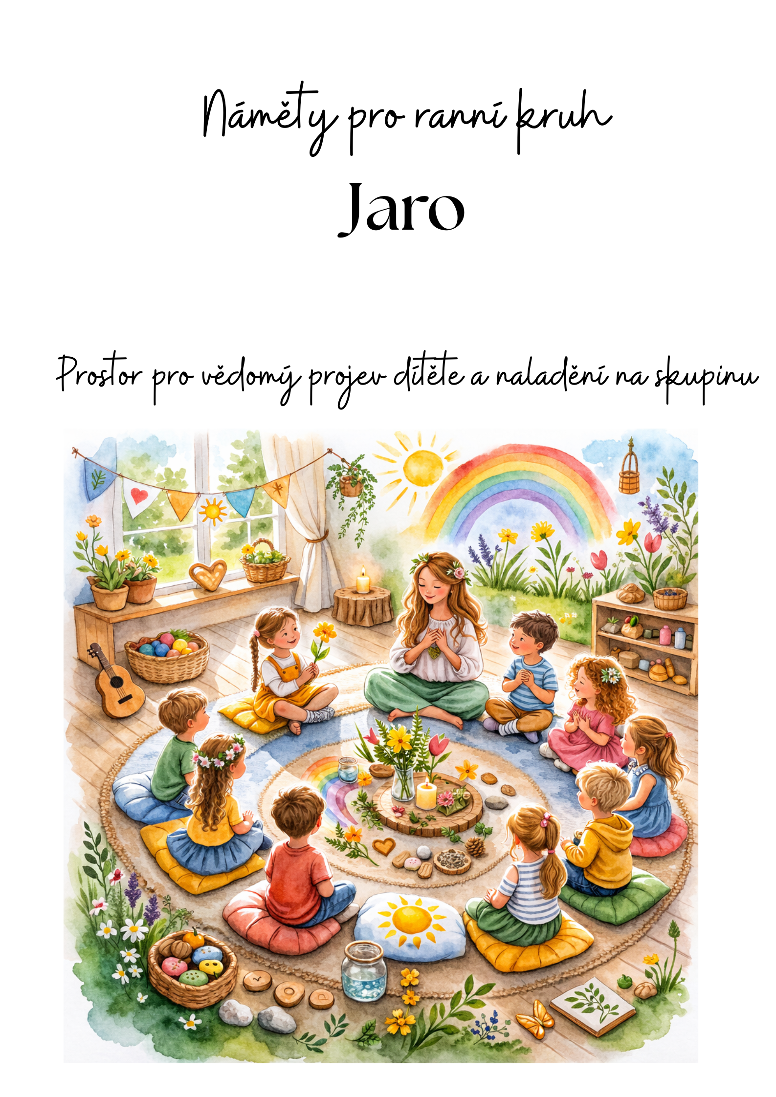 Metodika ranního kruhu Vědomý projev dítěte a naladění na skupinu Úvod Ranní kruh je prostor, ve kterém se skupina dětí může na začátku dne společně zastavit, naladit na sebe i na své vlastní prož